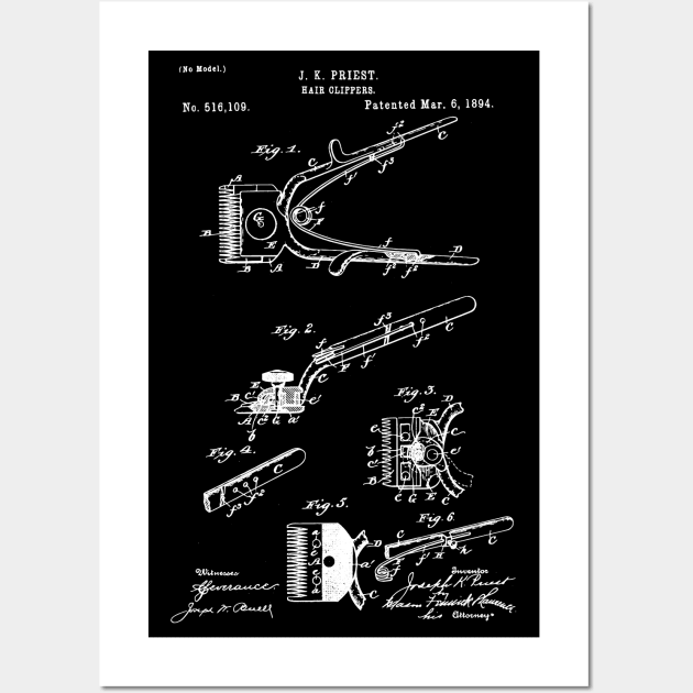 Barber's Hair Clipper Patent 1894 Wall Art by Anodyle